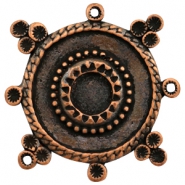 Anhänger Metall TQ rund boho style mit Fassungen Kupfer (nickelfrei)