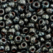 Miyuki 6/0 Rocailles Opaque picasso black 6-4511