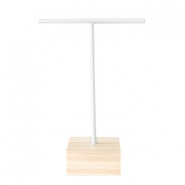 Schmuck Display T-Form Ohrringe mit Holz Ständer Weiss-Holz