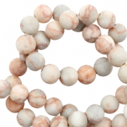 Naturstein Perlen Calcit und Marmor 8mm matt Multicolour rose-grey