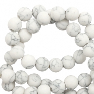 8 mm Perlen Naturstein Matt mit Marble Look White