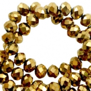 Facetten Top Glas Perlen 3x2mm Rondellen Gold metallic