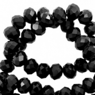 Facetten Top Glas Perlen 3x2mm Rondellen Jet black-pearl shine coating
