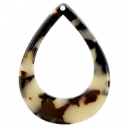 Anhänger Resin Tropfen 45x34mm Creme-black