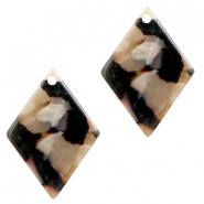 Anh&auml;nger Resin Raute 20x14mm Mixed brown
