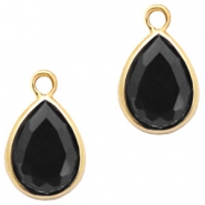 Anh&auml;nger aus Kristallglas tropfenform 11x7mm Jet black-gold