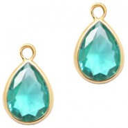Anh&auml;nger aus Kristallglas tropfenform 11x8mm Emerald blue zircon crystal-gold