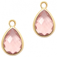 Anh&auml;nger aus Kristallglas tropfenform 11x7mm Vintage pink crystal-gold