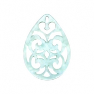 Anh&auml;nger Resin Tropfen Barock 38x27mm Bleached aqua