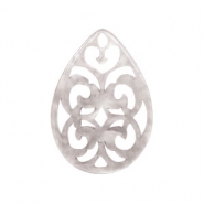 Anh&auml;nger Resin Tropfen Barock 38x27mm Sand grey