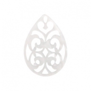 Anh&auml;nger Resin Tropfen Barock 38x27mm Bright white