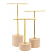 Schmuck Display T-Form mit Holz St&auml;nder f&uuml;r Ohrringe (3st.) Natural (nat&uuml;rliche Farbe Holz)-gold