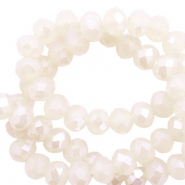 Facetten Top Glas Perlen 6x4mm Rondellen Off white-pearl shine coating