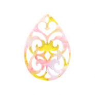 Anh&auml;nger aus Resin Tropfen Barock Pink-yellow