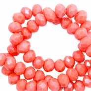 Facetten Top Glas Perlen 3x4mm Rondellen Coral red-pearl shine coating