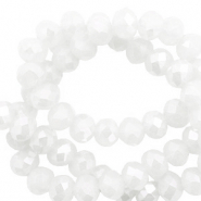 Facetten Top Glas Perlen 6x4mm Rondellen White-pearl shine coating