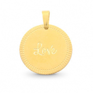 Anhänger aus Stainless Steel - Rostfreiem Stahl 15mm "love" Mix&Match Gold