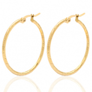 Stainless Steel - Rostfrei Stahl Ohrringe Creolen 33mm Gold