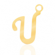 Anhänger aus Stainless Steel - Rostfreiem Stahl Initial U Gold