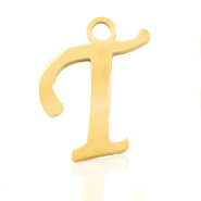 Anhänger aus Stainless Steel - Rostfreiem Stahl Initial T Gold