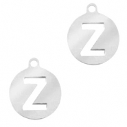 Anhänger aus Stainless Steel - Rostfreiem Stahl 10mm Initial coin Z Silber