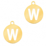 Anhänger aus Stainless Steel - Rostfreiem Stahl 10mm Initial coin W Gold