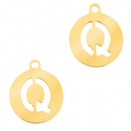 Anhänger aus Stainless Steel - Rostfreiem Stahl 10mm Initial coin Q Gold