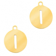 Anhänger aus Stainless Steel - Rostfreiem Stahl rund 10mm Initial coin I Gold