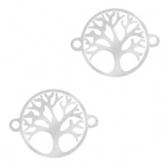 Anhänger aus Stainless Steel - Rostfreiem Stahl Zwischenstück Tree of Life 13mm Silber