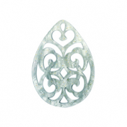 Anh&auml;nger Resin Tropfen Barock 38x27mm Ash grey-green