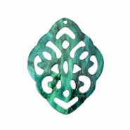 Anh&auml;nger aus Resin Rhombus Barock Ocean green