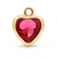 Anh&auml;nger aus Kristallglas Heart Indian pink-gold