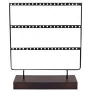 Schmuck Display Ohrringe drei reihen mit Holz St&auml;nder Black-dark brown