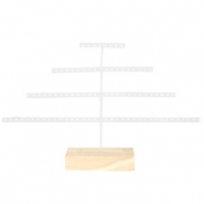 Schmuck Display Pyramide mit Holz St&auml;nder White-natural