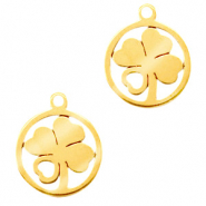 Anhänger aus Stainless Steel - Rostfreiem Stahl Glücksklee Gold