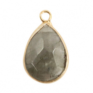 Anh&auml;nger Naturstein Tropfenform Fossil grey-gold