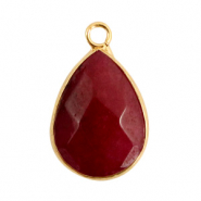 Naturstein Anh&auml;nger Granit Tropfenform Dark fruit dove pink-gold