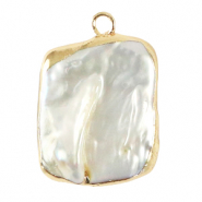 BQ Süsswasser Perlen Anhänger asymmetric Gold-Natural white