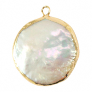 BQ Süsswasser Perlen Anhänger round/drop Gold-Natural white