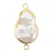 BQ Süsswasser Perlen Zwischenstück asymmetric Drop Gold-Natural white