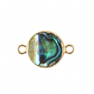 BQ Süsswasser Perlen Zwischenstück round 10mm Gold-ocean green