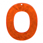 Anhänger aus Resin oval 48x40mm Tangerine tango orange