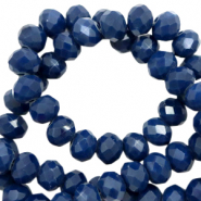 Facetten Top Glas Perlen 4x3mm Rondellen Ensign blue-pearl shine coating