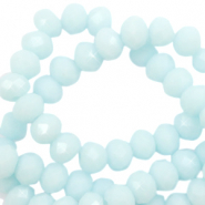 Facetten Top Glas Perlen 3x2mm Rondellen Bleached aqua blue-high shine coating