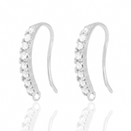 TQ Metall Brass Ohrringe Strass Silber