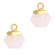 Anh&auml;nger Naturstein Hexagon Icy pink-gold