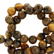 Naturstein Perlen Tigerauge 4mm Multicolour brown
