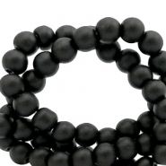 Glas Perlen 4 mm matt Black