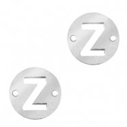 Anh&auml;nger aus Stainless Steel - Rostfreiem Stahl Zwischenst&uuml;ck rund 10mm Initial coin Z Silber