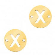 Anh&auml;nger aus Stainless Steel - Rostfreiem Stahl Zwischenst&uuml;ck rund 10mm Initial coin X Gold